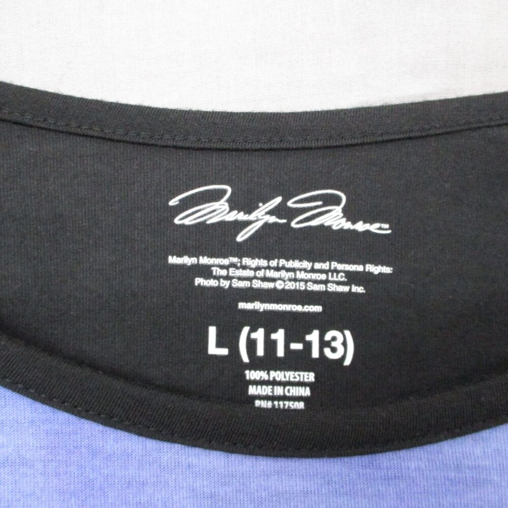 Marilyn Monroe Raglan Quarter Sleeve Top Black & Purple Women Size | L - Picture 4 of 9
